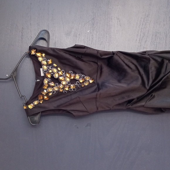 GUC Cache black scrunch embellished maxi dress size 4 - Picture 1 of 6
